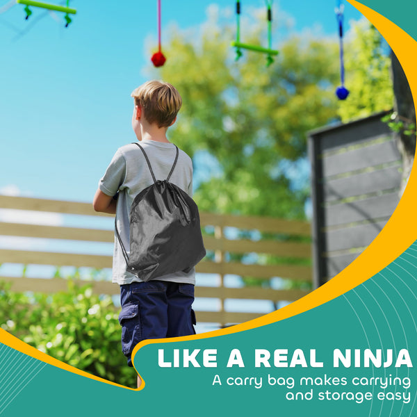 Ninja Warrior Obstacle Course with Swing, Monkey Bars, Climbing Ladder