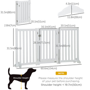 White foldable dog gate with door and 3 panels