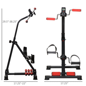 Pedal exerciser with LCD screen and massage roller for people with reduced mobility