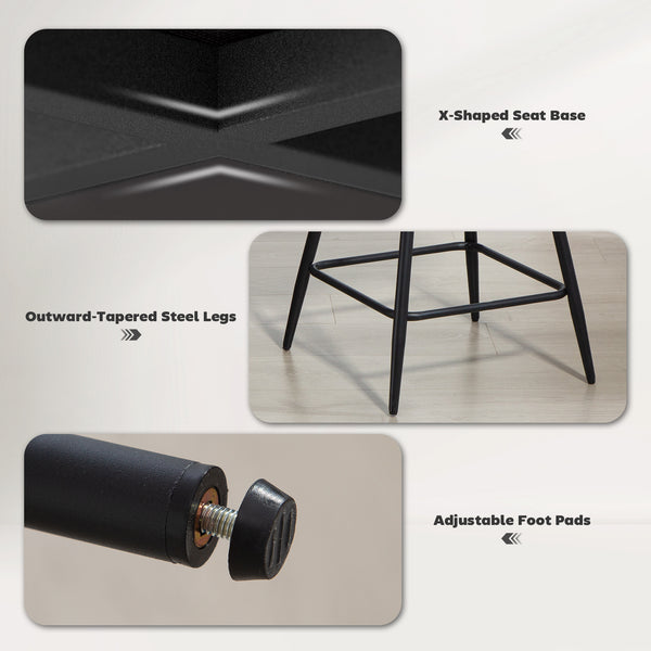 Set of 2 bar stools, dark grey