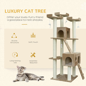 79" Cat Tree with Scratching Post for Kittens, Beige