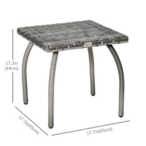 Square rattan coffee table with weather-resistant polyethylene coating