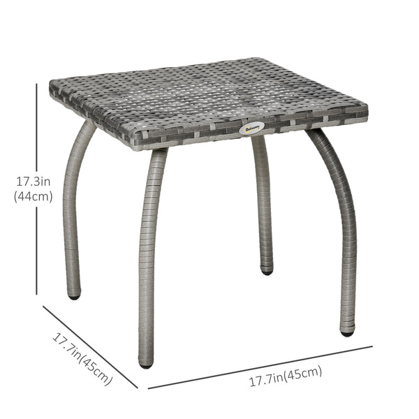 Square rattan coffee table with weather-resistant polyethylene coating