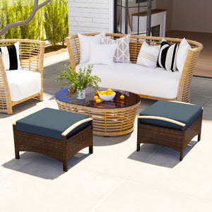 2-piece wicker garden set with removable cushion, blue