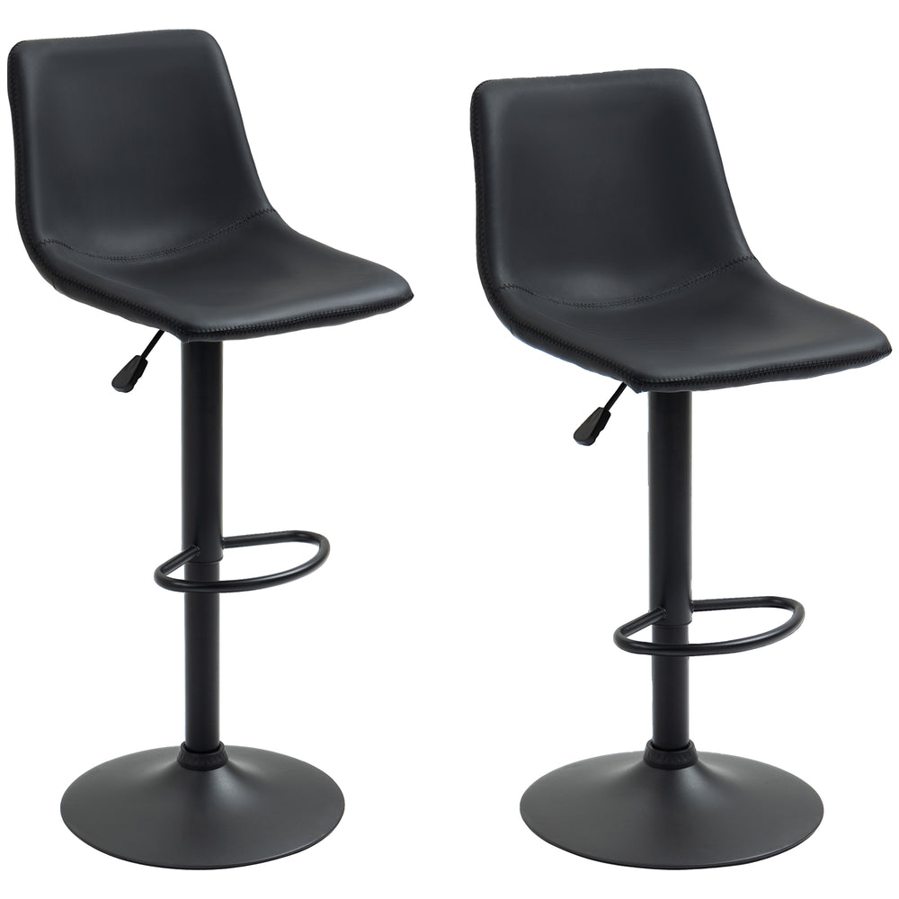 Set of 2 vintage grey retro leather bar stools