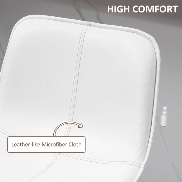 Set of 2 padded bar stools with steel legs, cream white