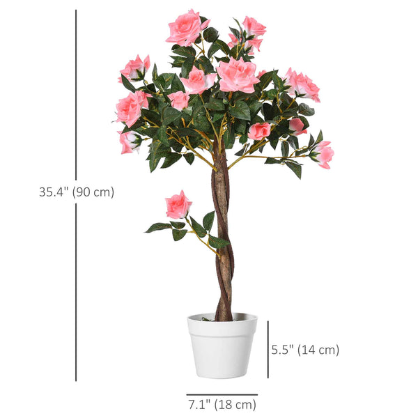 Artificial plant, 90cm, flowering rose in a pot, fake plant for indoor decoration