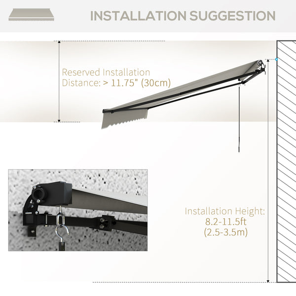 13 x 9.8 ft retractable awning, light gray
