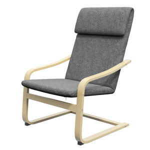 Upholstered accent chair with armrests and wooden frame – Dark gray