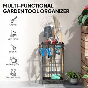 3-Tier Garden Tool Storage Tower, Black
