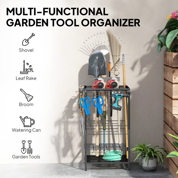 3-Tier Garden Tool Storage Tower, Black