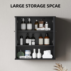 Bathroom Medicine Cabinet with Barn Doors and Adjustable Shelf, Black