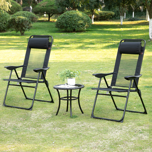Set of 4 camping chairs, black