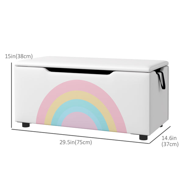 Toy box with lid and side handles, white