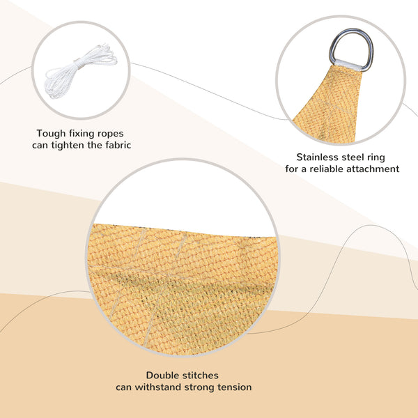 Outdoor Rectangular Shade Sail - 9.8' x 9.8' with Carry Bag, Sand