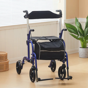 20cm Height Adjustable Folding Rollator Walker, Blue