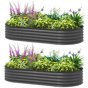 Raised outdoor planter in galvanized steel with metal support, dark grey