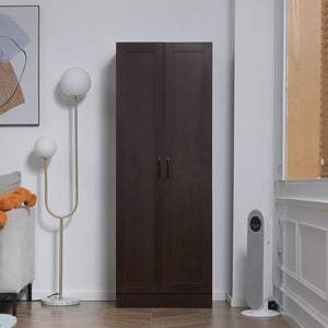 Storage unit with 2 soft-closing doors and 4 shelves, dark walnut