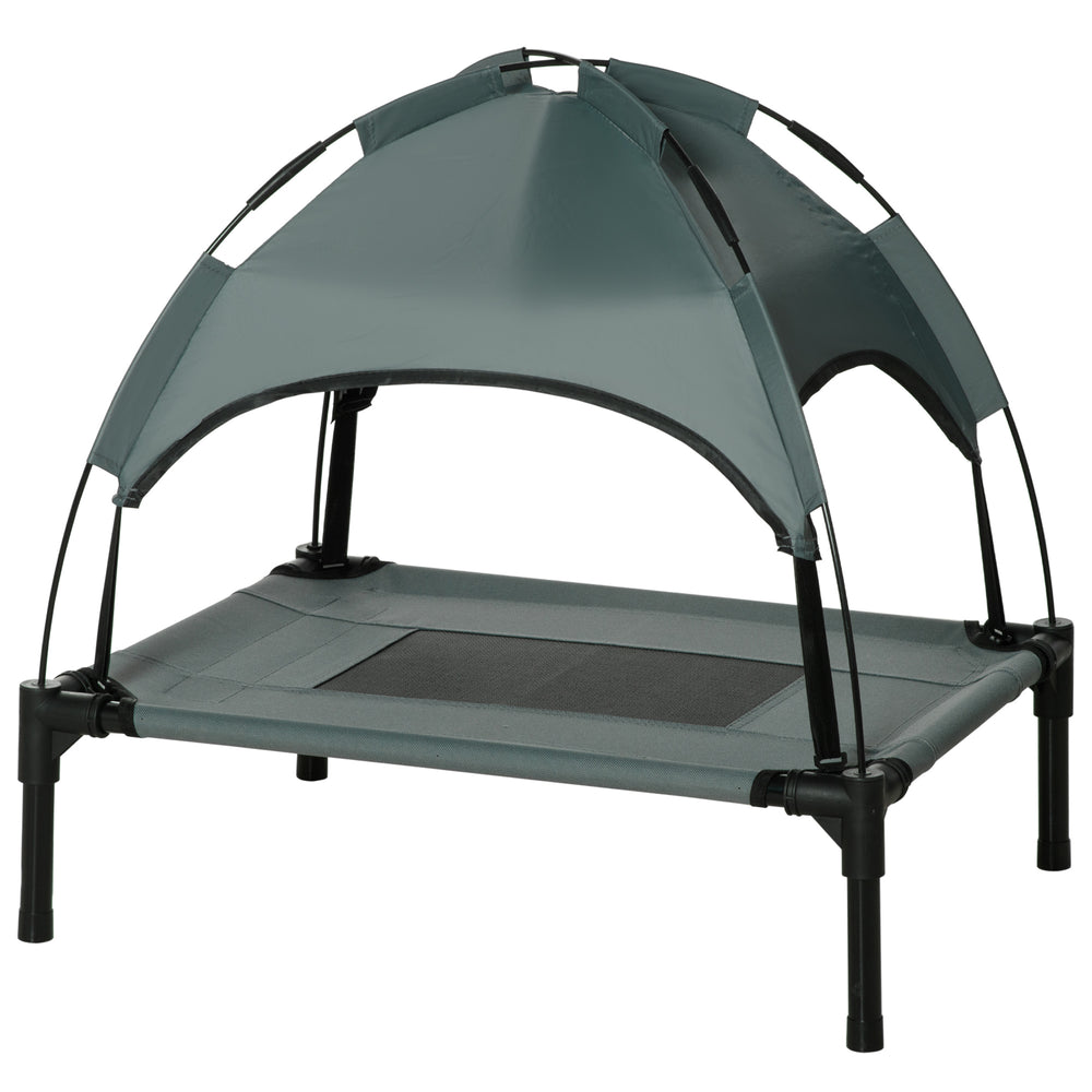 Elevated cooling bed with canopy, gray