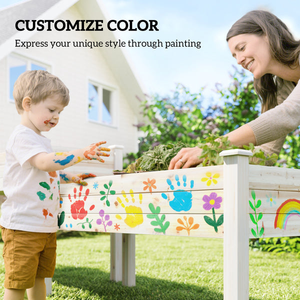 Two-tier raised wooden vegetable garden for flowers, vegetables and herbs