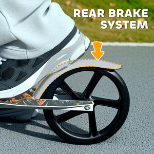 Scooter with adjustable height, rear brake, large 20 cm wheel, foldable, white