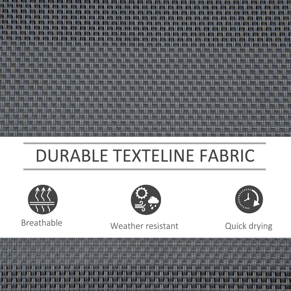 3-seater outdoor rocking chair, steel frame, fabric seat, gray