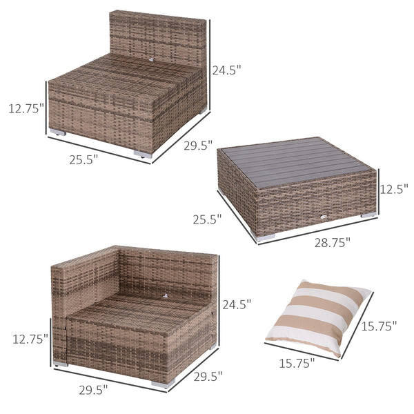 7-piece furniture set in woven resin, grey