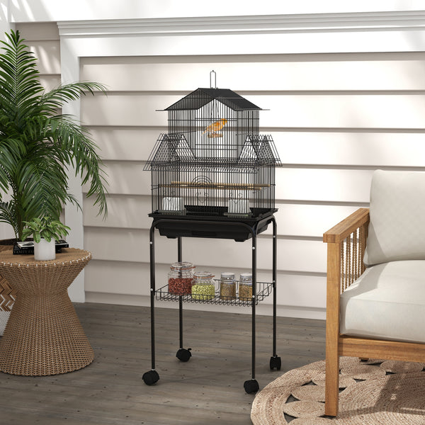 48" Bird Cage with Perch, Swing, Food Container, Sliding Tray and Handle