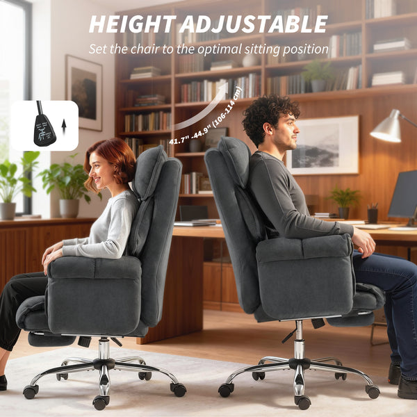 Reclining office chair with footrest, dark gray