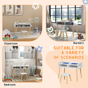 3-in-1 table and chair set for playing, drawing, reading, blue