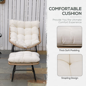 Rattan armchair with footrest