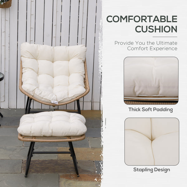 Rattan armchair with footrest