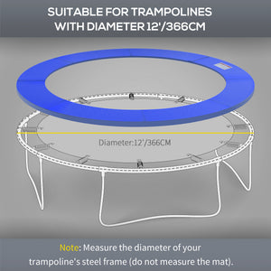 12ft Trampoline Spring Cover, Plastic Trampoline Replacement Pad Gym Bounce Jump Cover EPE Foam Safety Guard Padding Outdoor, Blue