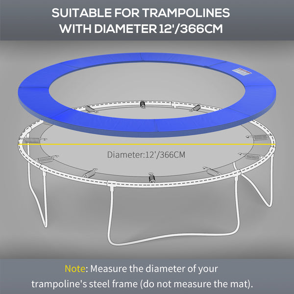 12ft Trampoline Spring Cover, Plastic Trampoline Replacement Pad Gym Bounce Jump Cover EPE Foam Safety Guard Padding Outdoor, Blue