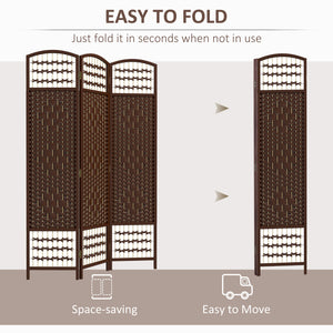 3-Panel Folding Room Divider in Corrugated Fiber, Brown