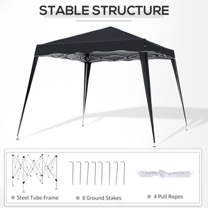 8 x 8 Folding Awning with Carry Bag, Black