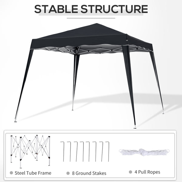 8 x 8 Folding Awning with Carry Bag, Black