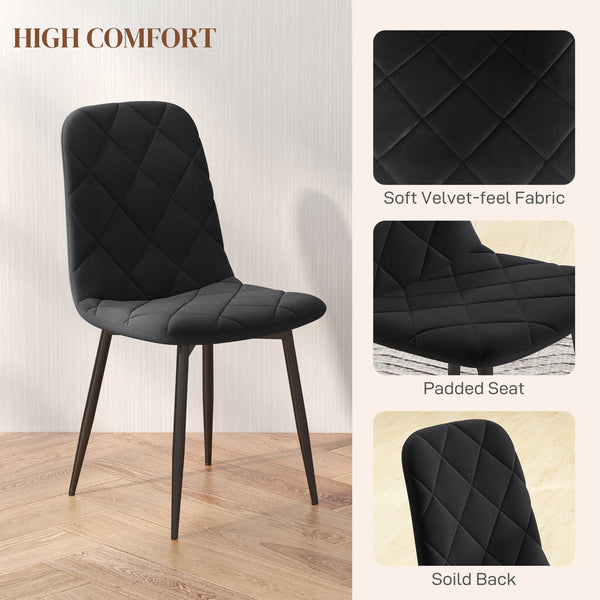 Set of 4 padded chairs with steel legs, black