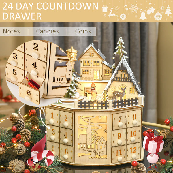 24-Day Natural Wooden Christmas Advent Calendar