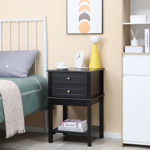 Modern side table with drawers and storage shelf, matte black