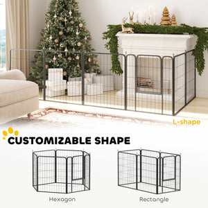 Heavy Duty Dog Playpen, 6 Panels for Outdoor and Indoor Use with Door and Strap, 80cm Height, Portable and Foldable