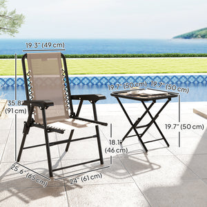 Outdoor folding metal table and chairs set with cup holders