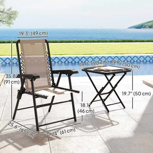 Outdoor folding metal table and chairs set with cup holders