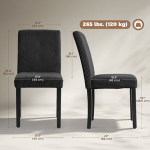 Set of 4 dining chairs with rubberwood legs and padded seats, black
