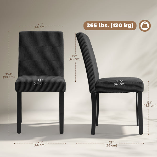 Set of 4 dining chairs with rubberwood legs and padded seats, black