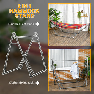 Portable Hammock Stand, 2-in-1 Hammock Net Stand and Hanging Space, Patio, Garden, Yard, Black
