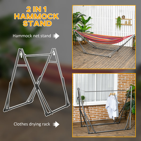Portable Hammock Stand, 2-in-1 Hammock Net Stand and Hanging Space, Patio, Garden, Yard, Black