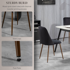 Set of 4 velvet upholstered dining chairs, black