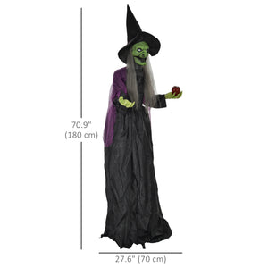5.9ft Life-Size Old Witch Decoration, Sound &amp; Motion Activated with Light-Up Eyes