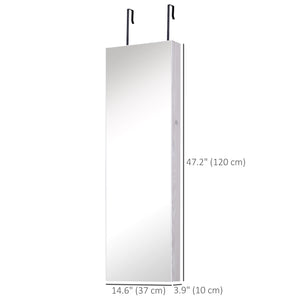 Jewelry cabinet with mirror, LED lighting and 2 keys, gray wood look